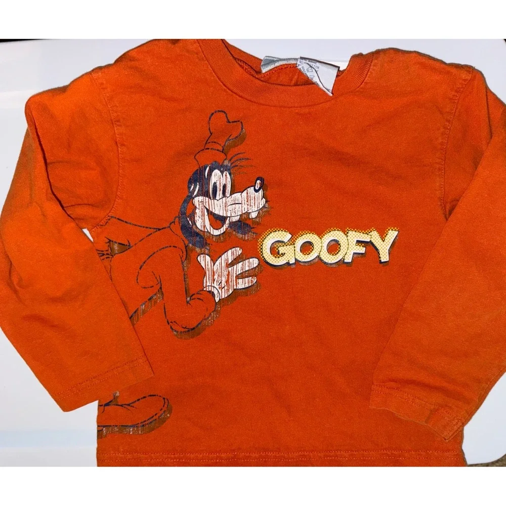Disney Mickey & Co Goofy Orange Long Sleeve Graphic T-Shirt Kids Size 5T Vintage